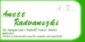 anett radvanszki business card